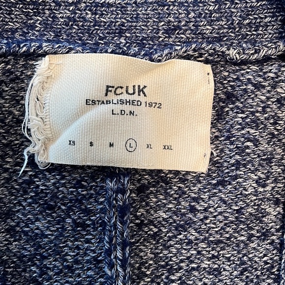 Fcuk, L, summer, navy v neck cardigan, airy cotton/poly blend, great layer, EUC - Picture 3 of 11